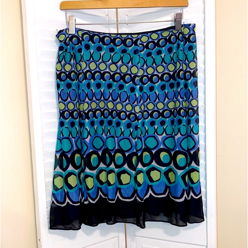 NWT womens size 12P 12 Petite DJ & Co skirt black circles print abstract vintage